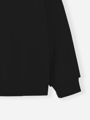 Black crew-neck sweatshirt for kids with ribbed cuffs