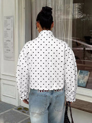 windbreaker in White with polka dot and buttoned
