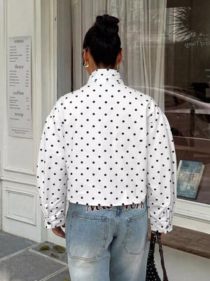 windbreaker in White with polka dot and buttoned