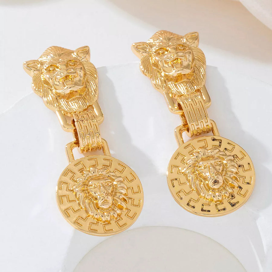Gold earrings with drop and post-back