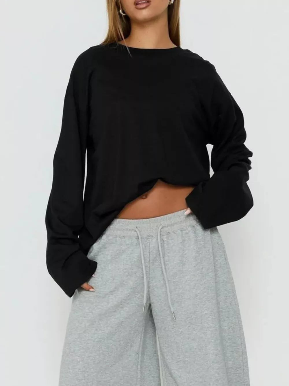 white t-shirt with oversized and long sleeve