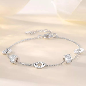 silver bracelet with geometric and not applicable
