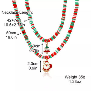 necklace in green with striped and two-layer