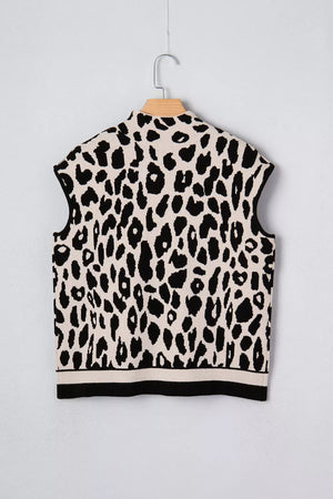mock neck sweater featuring leopard print in cream with 52% viscose, 26% polyester, 22% polyamide Care instructions: Machine