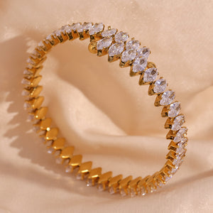 18K Gold-Plated Zircon Bracelet And Ring Set in Gold