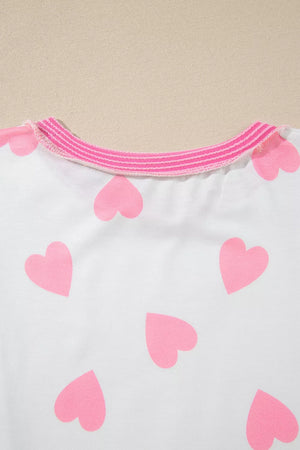 Heart Pattern Colorblock Side Slit Top option 5