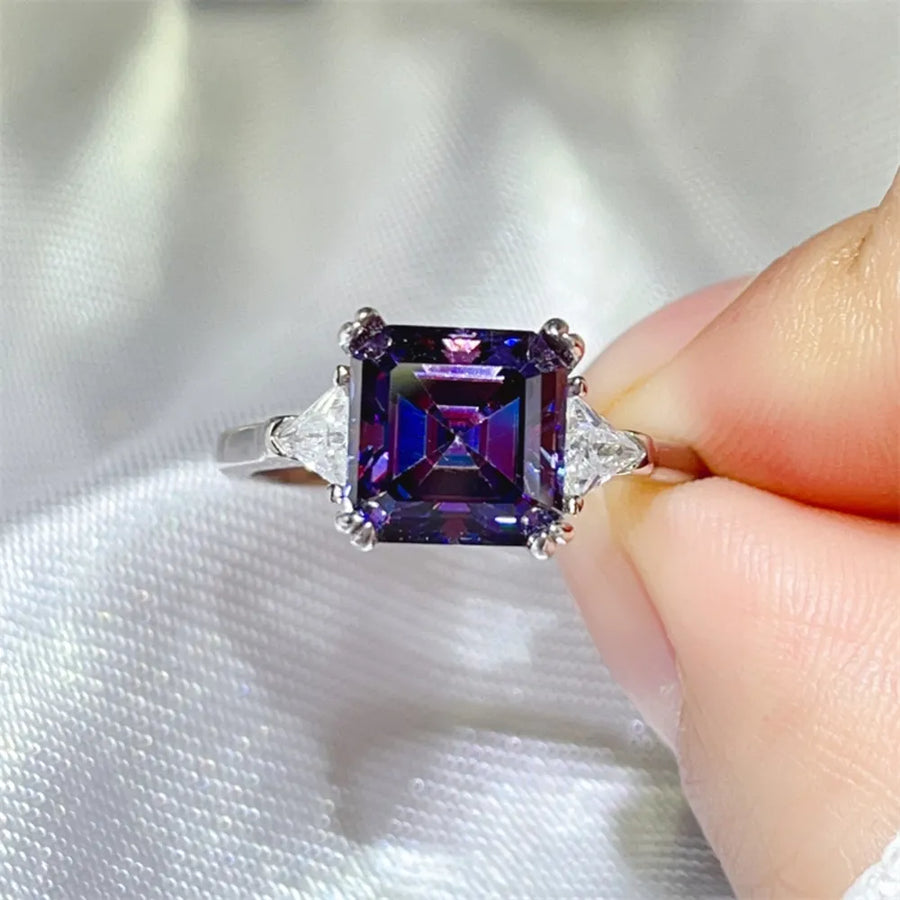 Platinum-Plated,925 sterling silver,Moissanite,Zircon (accent stones) Carat weig ring in magenta with n/a silhouette