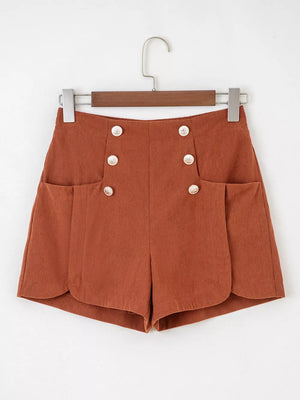 100% polyester Care instructions: Machine wash cold shorts in rust with A-line silhouette