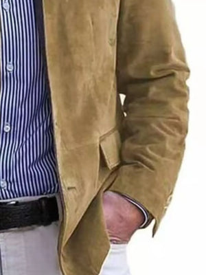 Dark Gray blazer with hip-length and button-front