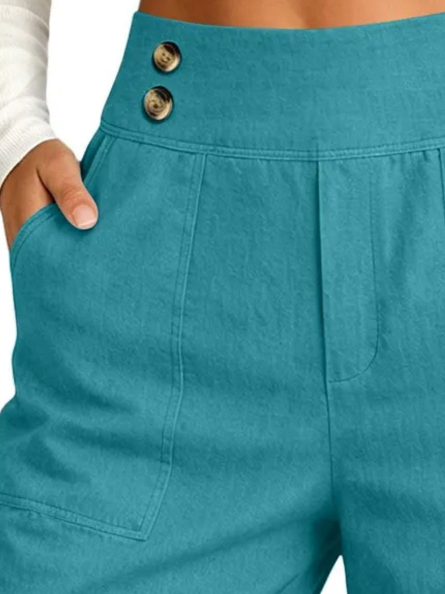 Coffee pants with cropped and zip-front