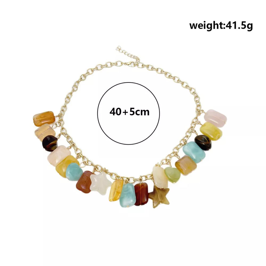 Bohemian Multi-color Gemstone 18k Gold-plated Necklace option 8