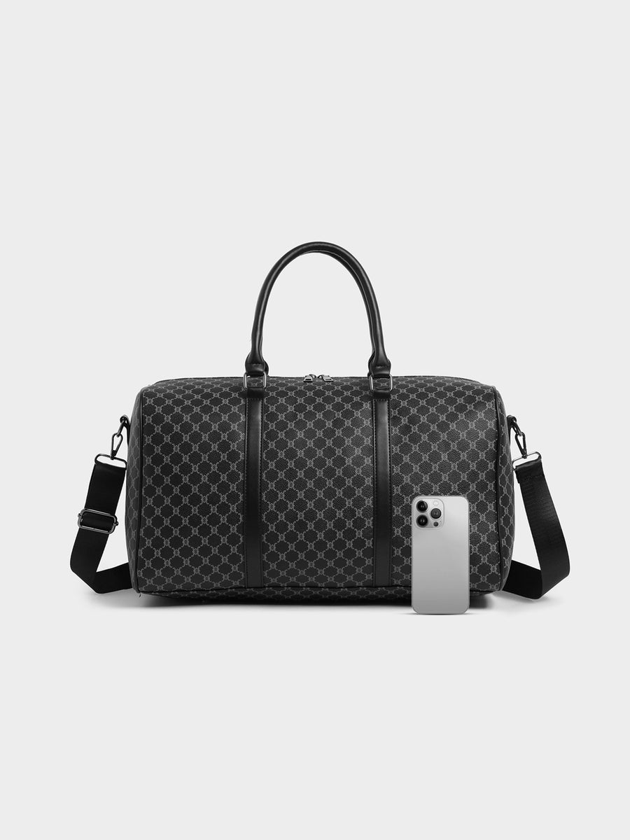 duffel bag featuring geometric in Black with PU Leather Imported Size &amp texture