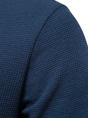 Navy textured crew-neck t-shirt knit with waffle texture detail