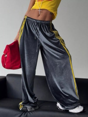 Velvet Wide-leg Pants in Blue