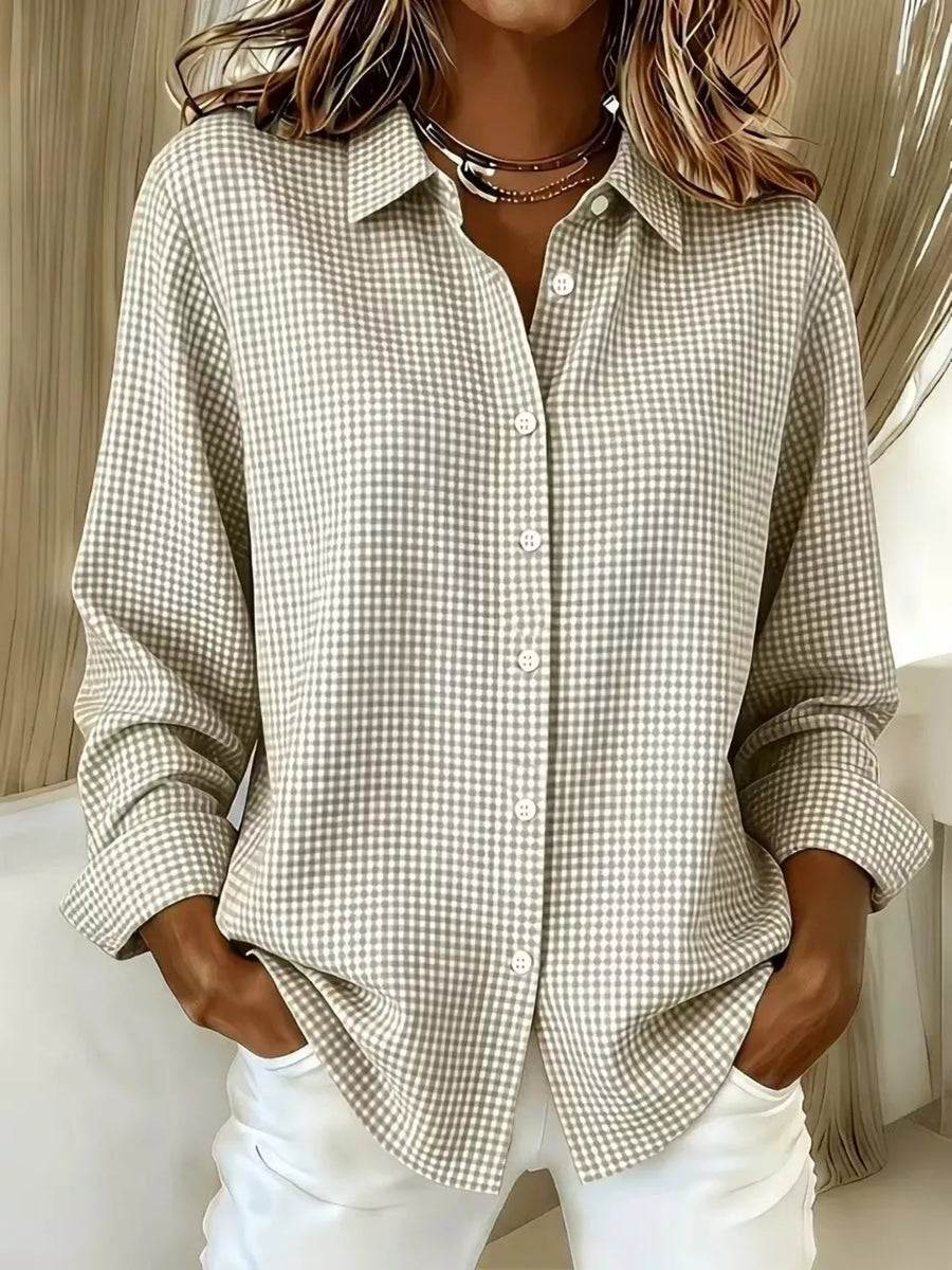 Sky Blue Plus Size Plaid Button Up Long Sleeve Shirt