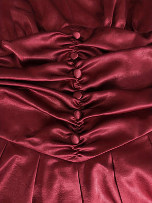 romantic mini dress in burgundy with v-neck