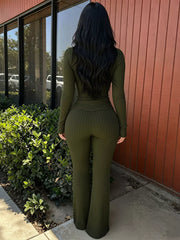 Brown jumpsuit with full-length and pullover