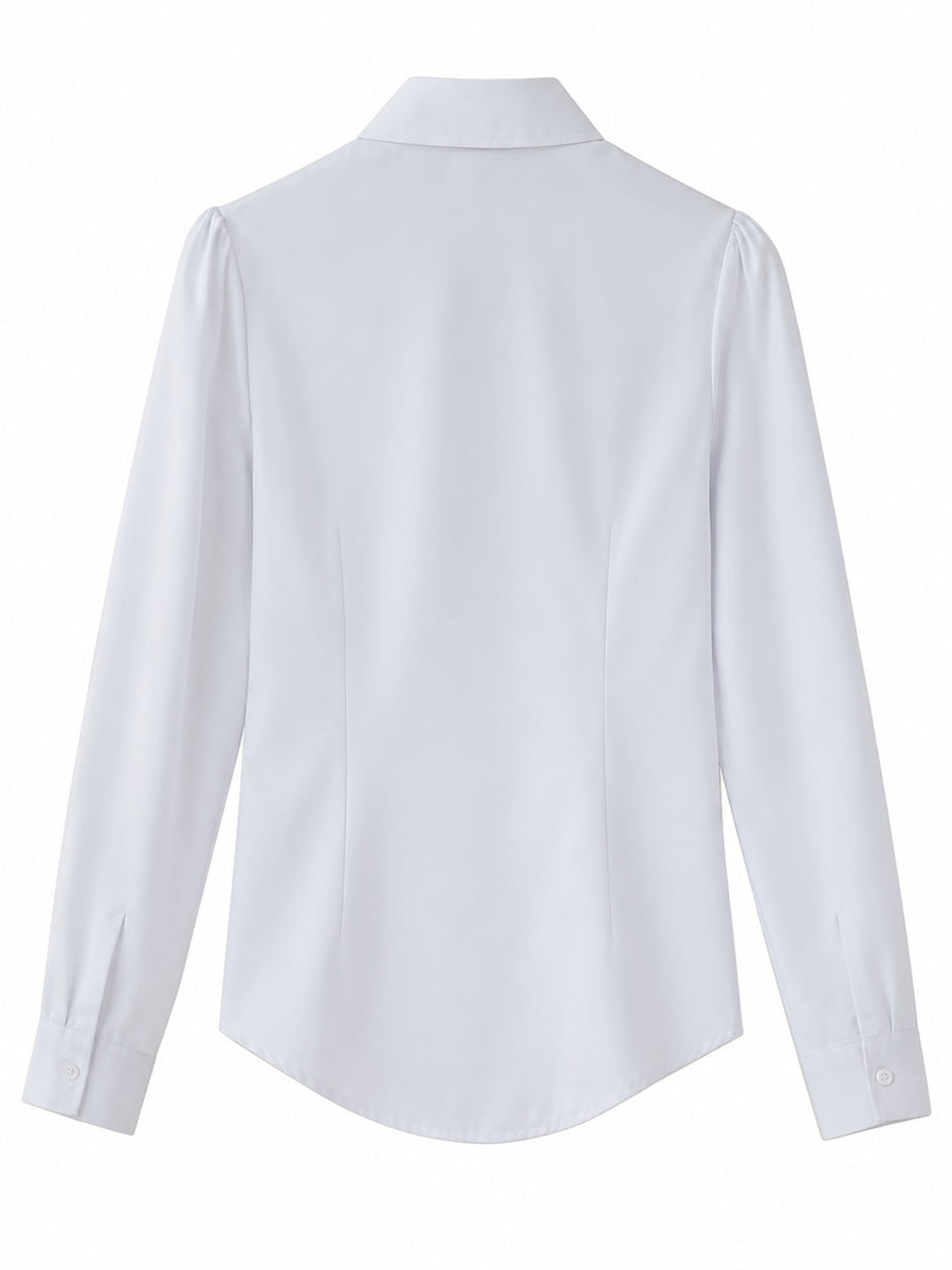 White-Short Sleeve Regular slim button-down shirt with collared