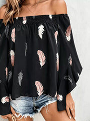 off-shoulder top in Black with off-shoulder and bell sleeve