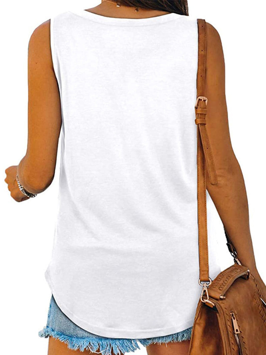 tank top in White with relaxed fit and hip-length