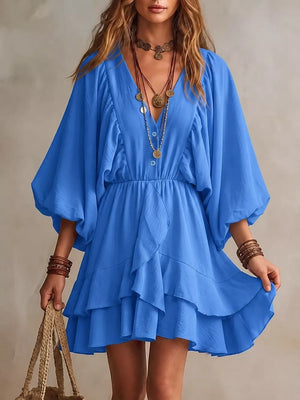100% polyester Care instructions: Machine wash cold mini dress in cobalt blue with A-line silhouette