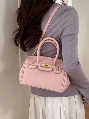 Pink Pu Leather Mini Crossbody Bag