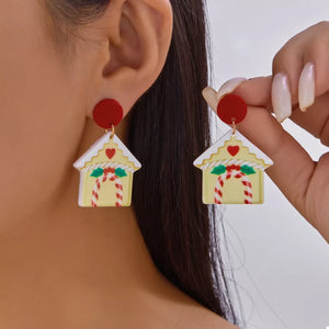 earrings in green with dangle and short