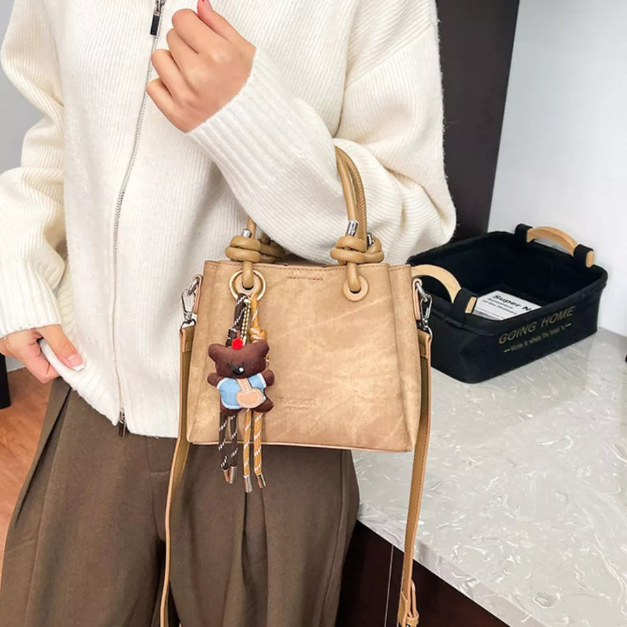 Pu Leather Crossbody Bag in Beige