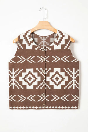 Western Geometric Sleeveless Knit Sweater Vest option 8