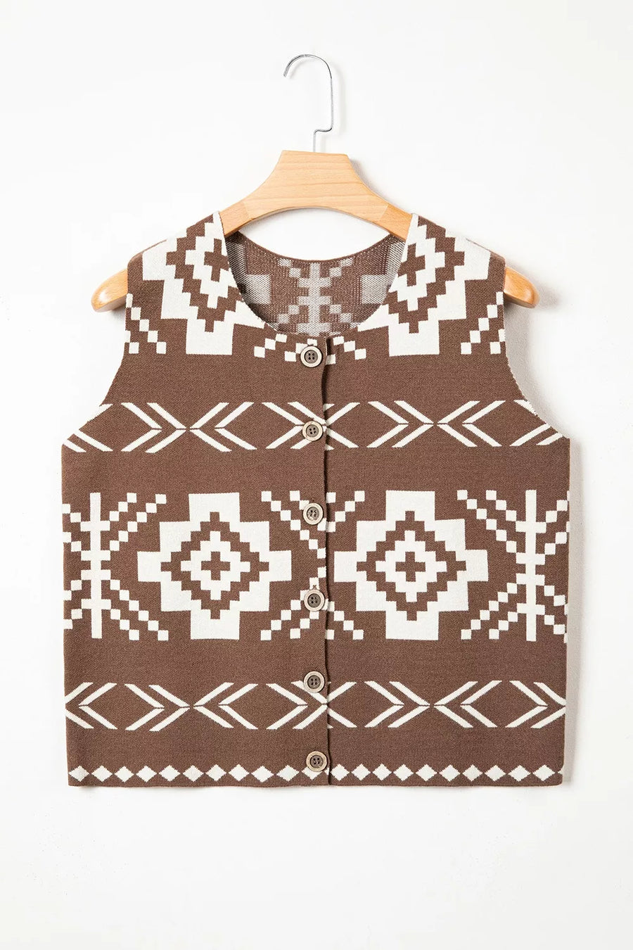 Western Geometric Sleeveless Knit Sweater Vest option 8