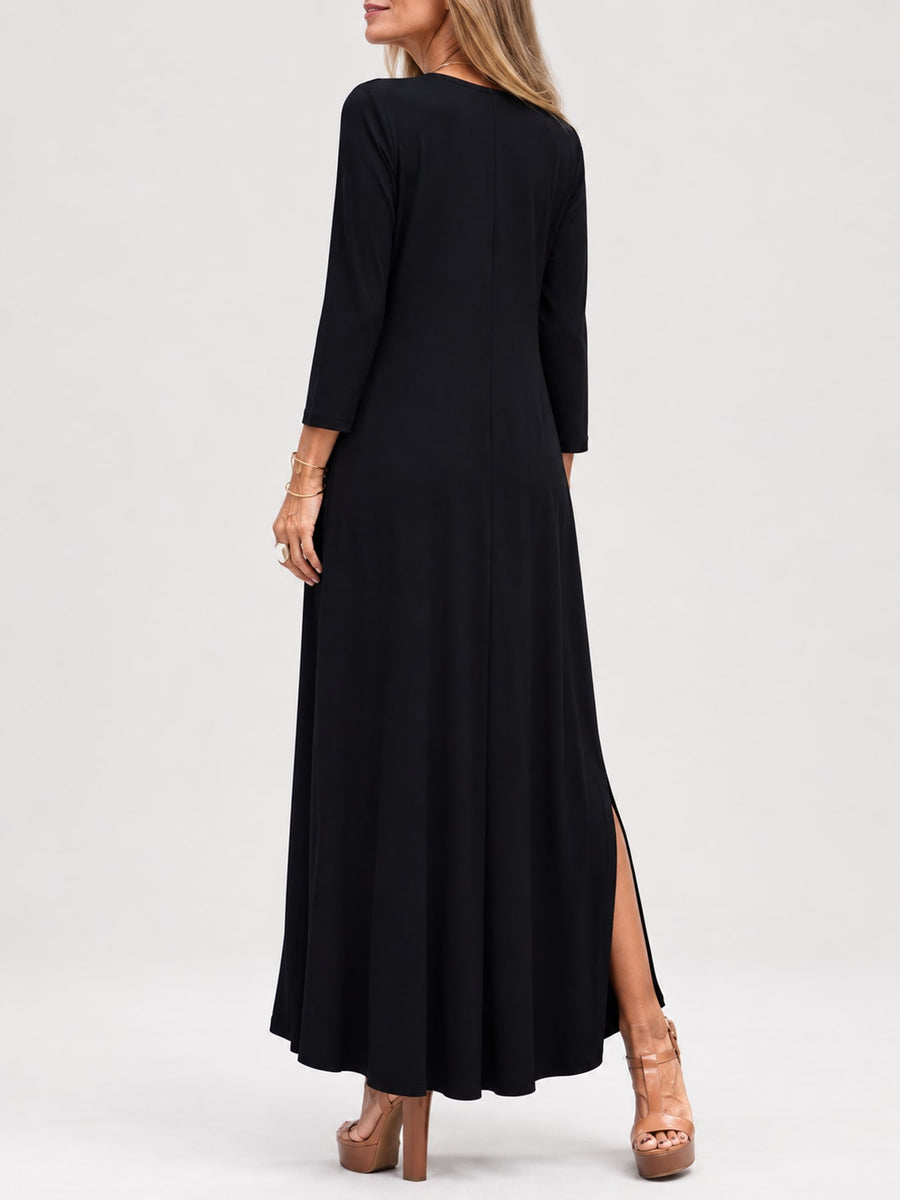 Polyester content is at least 90% and less than 95% midi dress in Orange with relaxed silhouette