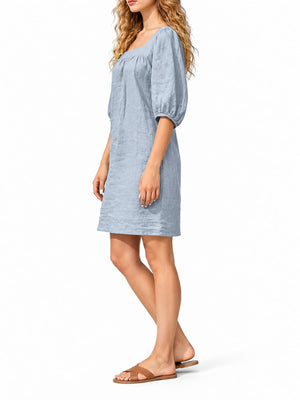 cottagecore mini dress in Light Blue with square neck