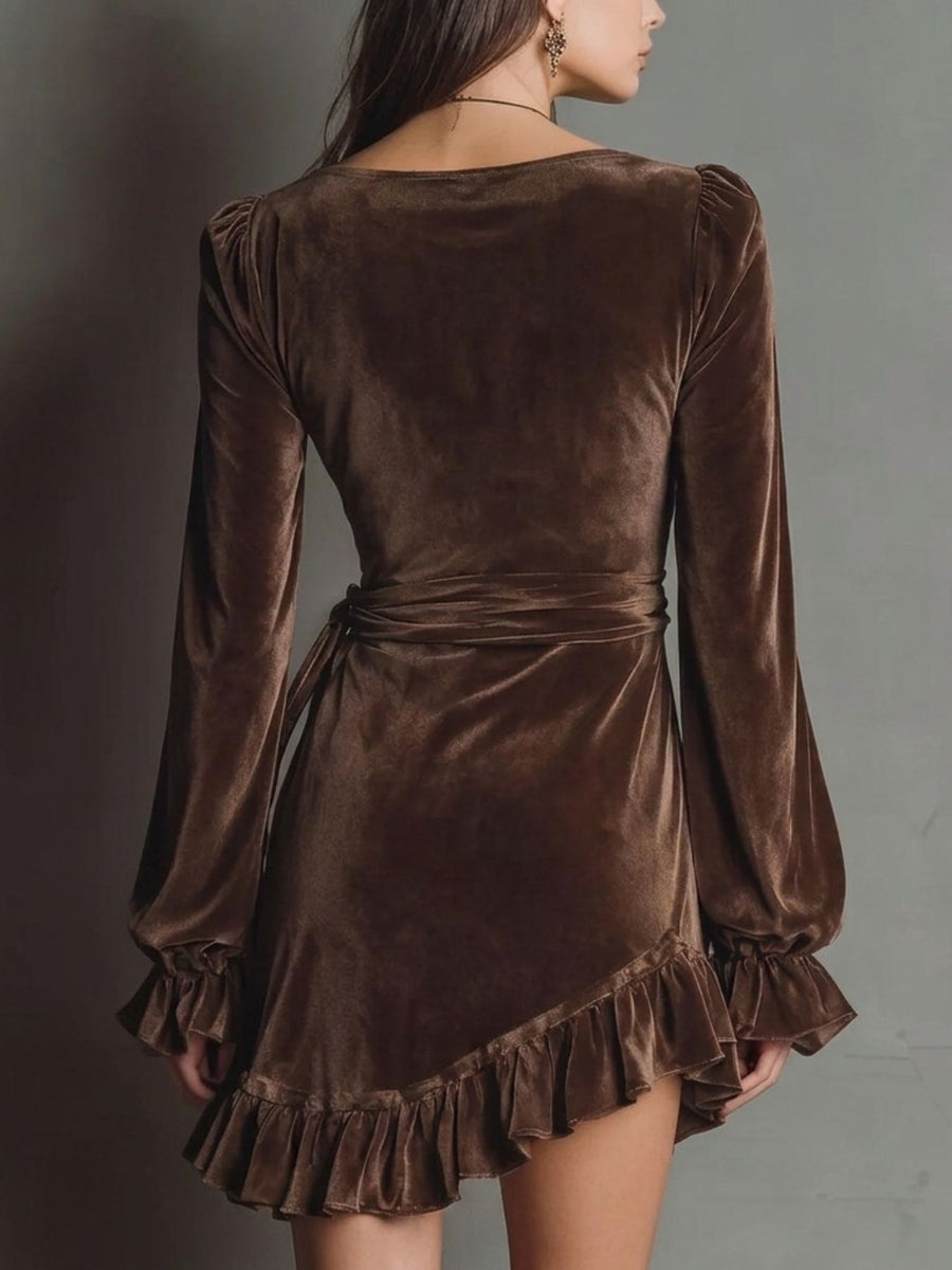 100% polyester Care instructions: Machine wash cold mini dress in Khaki Color with A-line silhouette