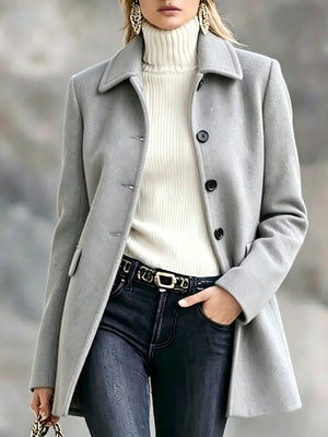 classic overcoat in Light Gray with collared