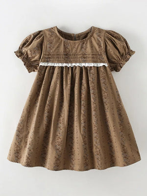 Children's Vintage Floral Puff Sleeve Dress in this colorway