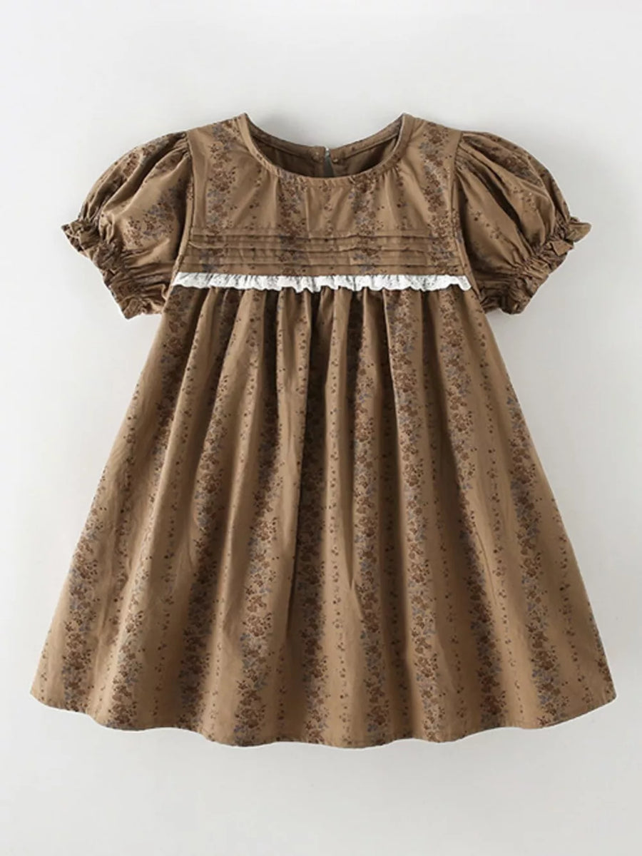 Children's Vintage Floral Puff Sleeve Dress in this colorway