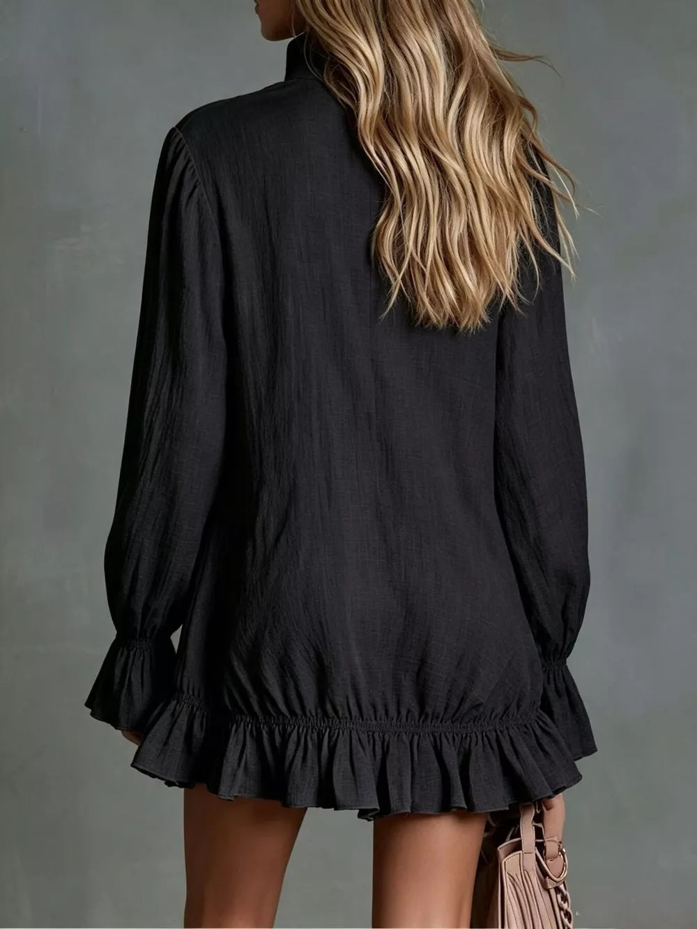 Black mini dress with mini and half-zip