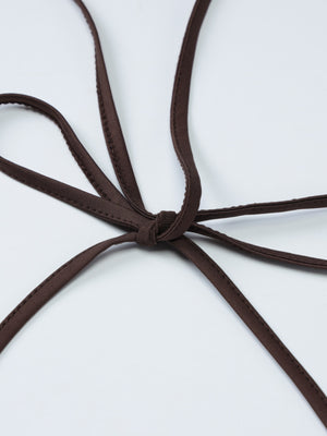 Twist Detail Halter Neck Cami in coffee brown with tie detail