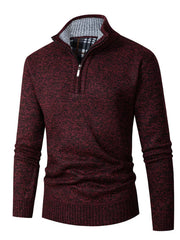 Men's Plus Size Half-zip Stand Collar Sweater in Dark Gray