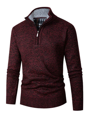 Men's Plus Size Half-zip Stand Collar Sweater in Dark Gray