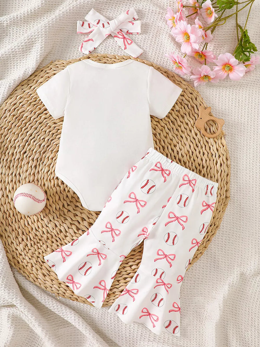 Children's Baseball Short Sleeve Bodysuit Set option 7