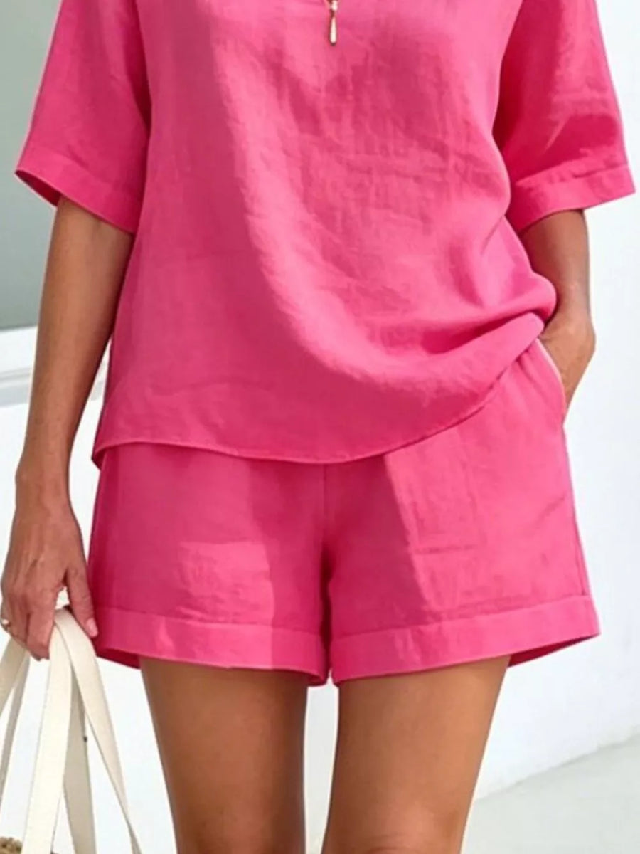 Full Size Half Sleeve Top And Shorts Set, view 14