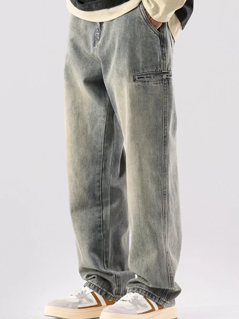 Men S Vintage Wash Relaxed Fit Jeans in Sage