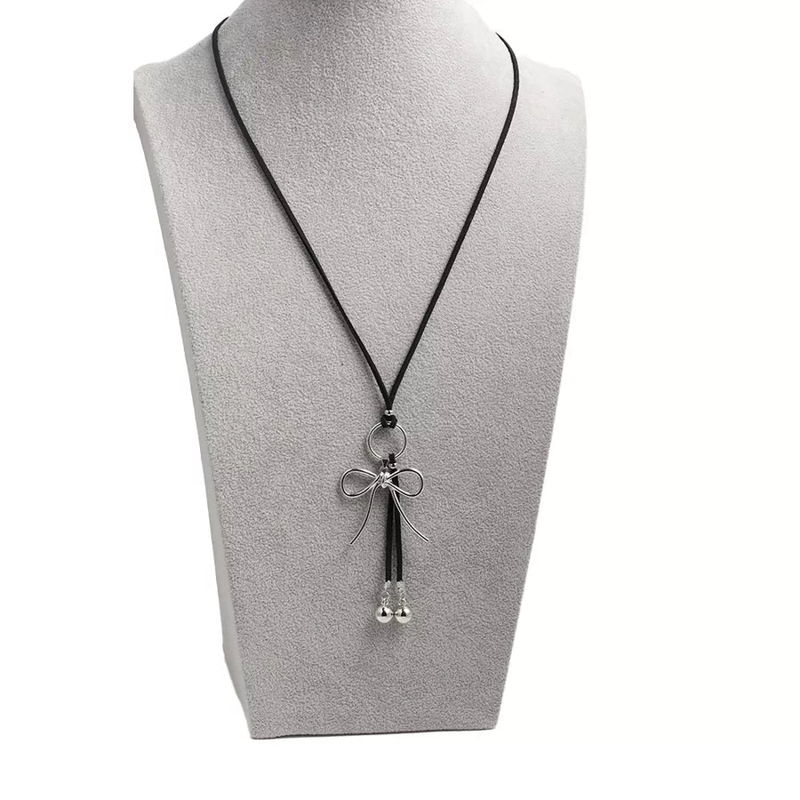 Elegant Bow Pendant Faux Leather Necklace option 9