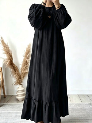 Army Green relaxed maxi dress with round neck