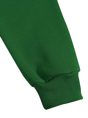 Green hoodie sleeve with ribbed cuff detail