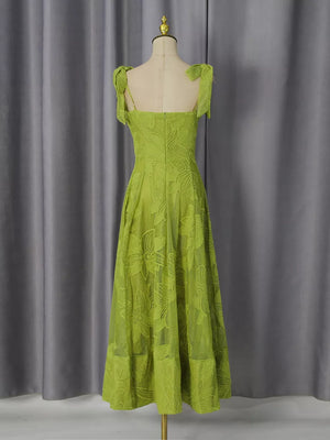 Yellow Sweetheart Neck Tie-strap Dress