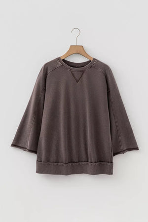 3/4 Sleeve Mineral Wash Cotton Top option 6