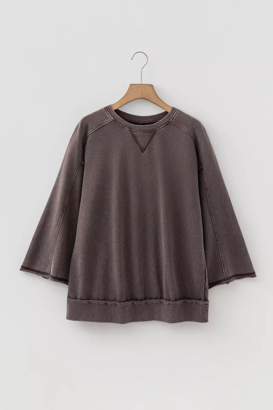3/4 Sleeve Mineral Wash Cotton Top option 6