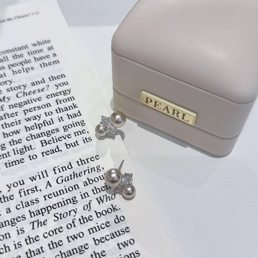 Synthetic Pearl,925 silver needle,Zircon Care instructions: Avoid wearing during earrings in Silver with not applicable